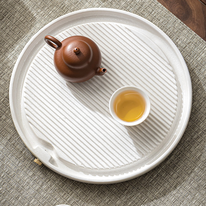 陶瓷干泡盘功夫茶具复古茶盘办公室小号茶台家用简约泡茶粗陶托盘