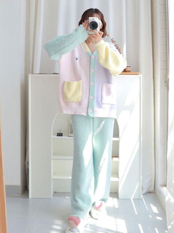 秋冬季2-300斤胖mm加绒加厚睡衣套装女秋冬款加大码珊瑚绒家居服