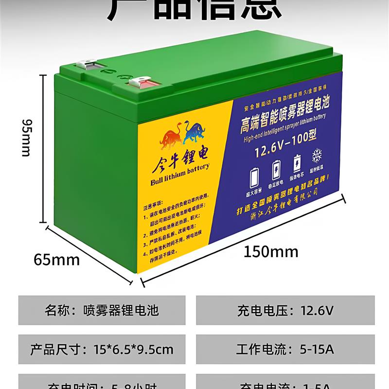 国标12V锂电池喷雾器专用电动儿童车电瓶大功率抽水机摆摊锂电瓶