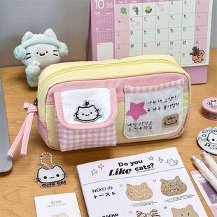 新款魔法猫咪口袋笔袋ins高颜值铅笔盒可爱学生大容量文具收纳袋