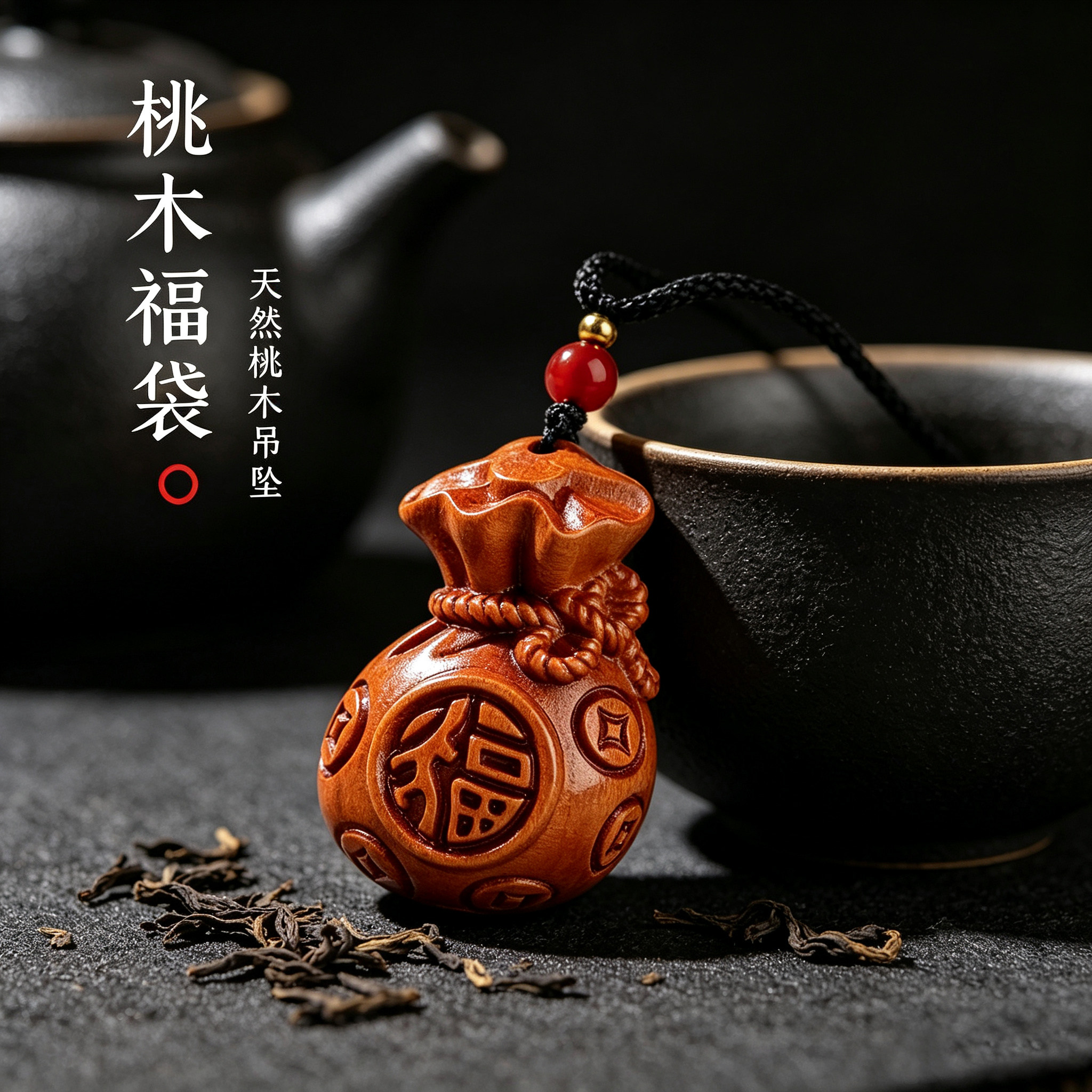 老桃木福袋吊坠本命年转运护身