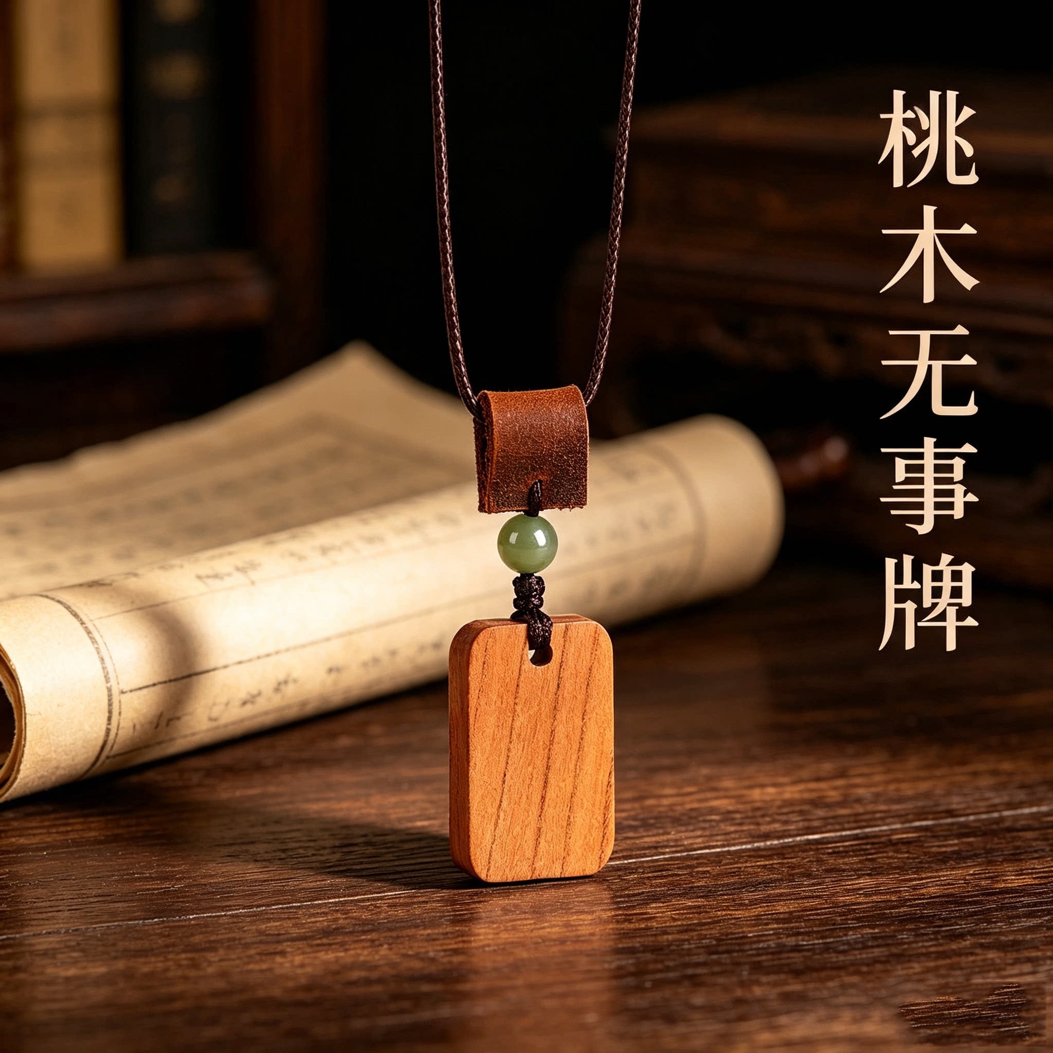 老桃木平安无事牌本命年转运吊坠