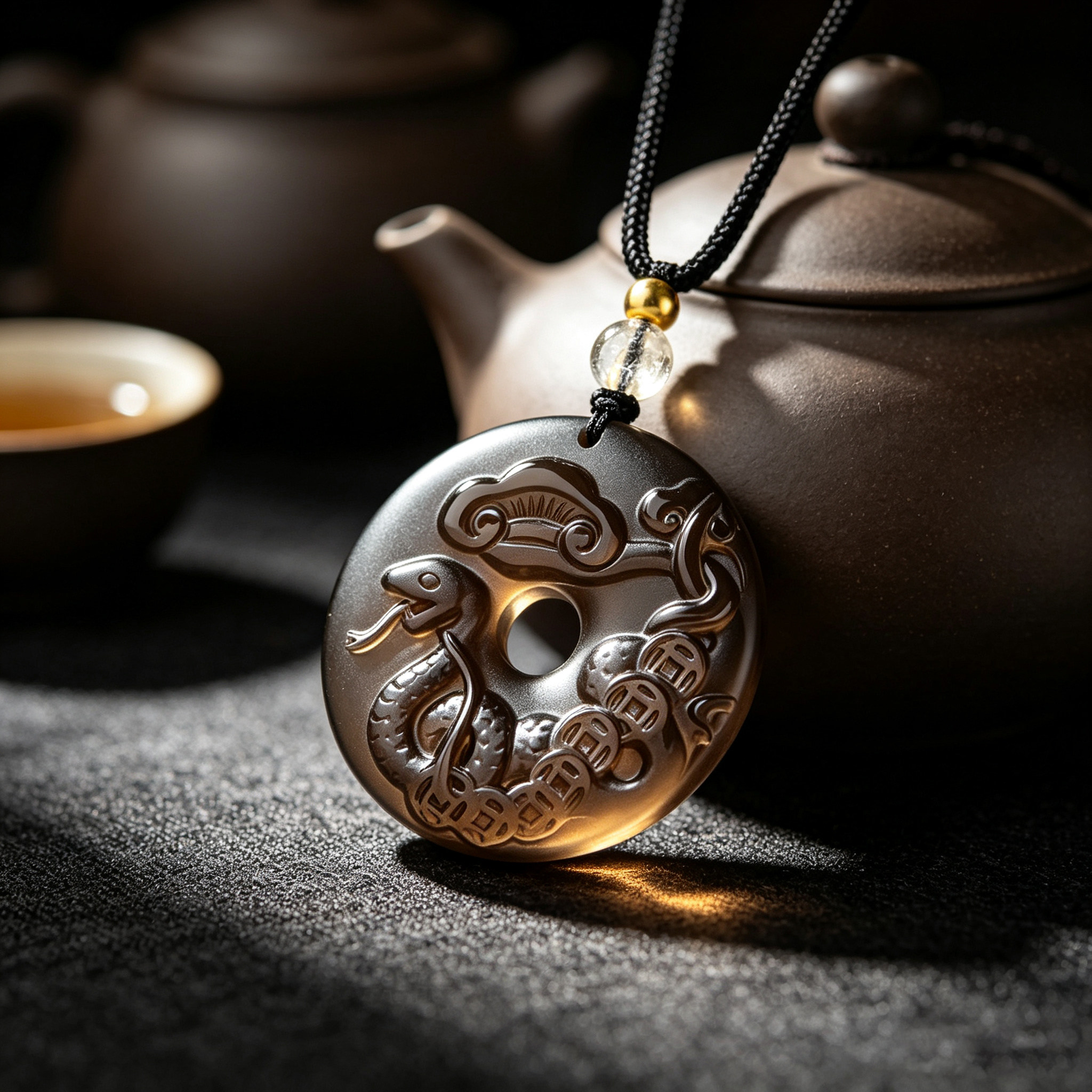 天然黑曜石生肖马本命年转运吊坠
