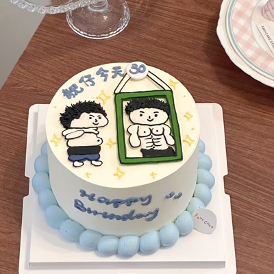 糖堡森林网红照镜子大肚男翻糖切模肌肉男靓仔生日搞怪蛋糕模具