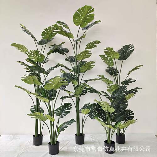常青仿真植物装饰北欧假绿植盆栽摆件仿真龟背树外贸款现货真