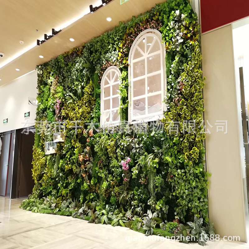 仿真植物墙花生草壁挂装饰假植物仿真绿植墙立体假绿化草坪墙