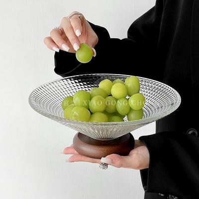 轻奢高脚水果盘家用客厅茶几中式玻璃干果盘高级感糖果零食摆放盘