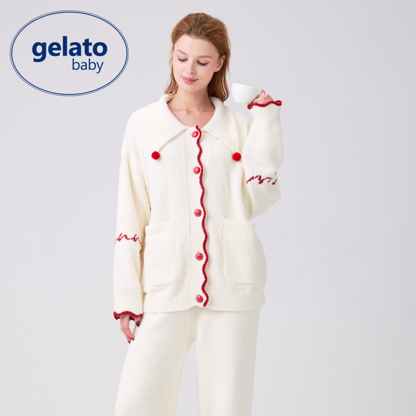 gelato baby半边绒睡衣女冬季加绒加厚针织开衫长裤家居服套装冬,女士内衣/男士内衣/家居服,睡衣/家居服套装,淘宝优惠券,粉丝福利购,淘宝优惠卷