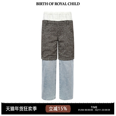 Bbirthofroyc立体印花牛仔裤