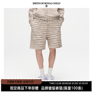 男宽松休闲七分裤 ROYAL 条纹针织短裤 CHILD.BORC BIRTH