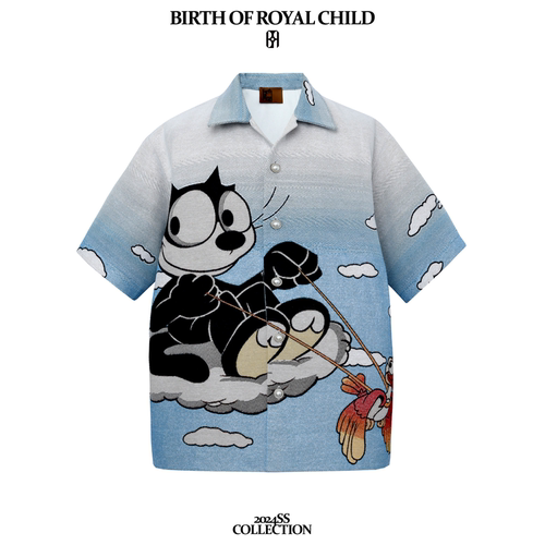 BIRTH OF ROYAL CHILD.BORC 【严浩翔同款】菲力猫卡通衬衫短袖男