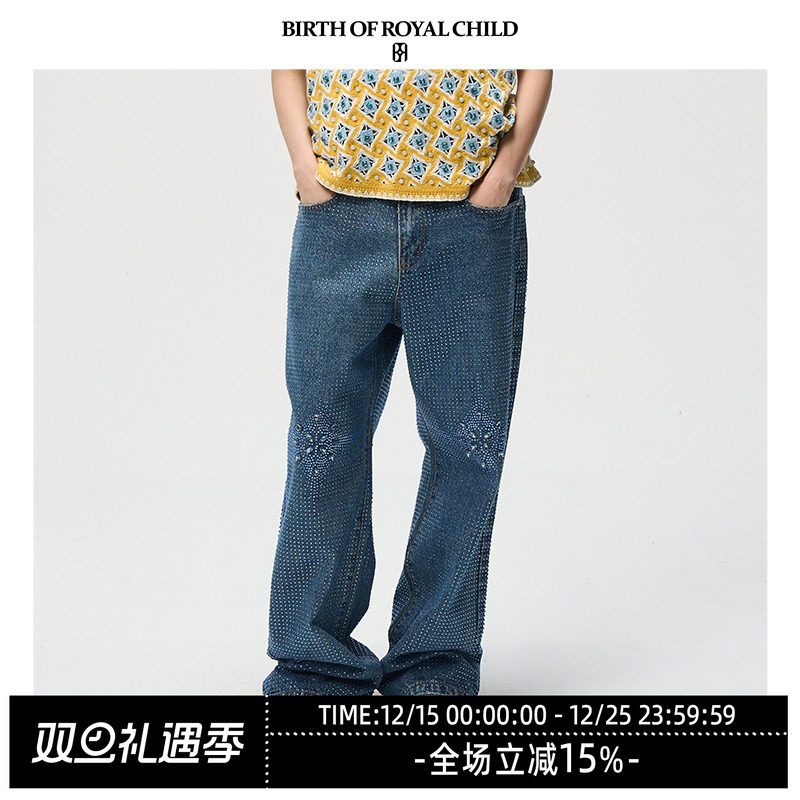 BIRTH OF ROYAL CHILD.BORC 【宋亚轩同款】光芒满钻牛仔裤14oz