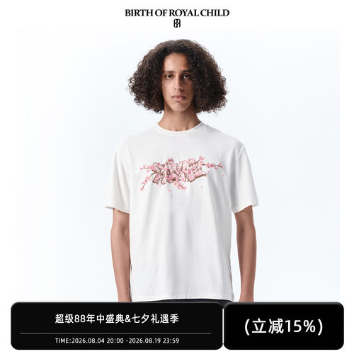 BIRTH OF ROYAL CHILD.BORC 樱花花卉刺绣T恤立体刺绣宽松透气