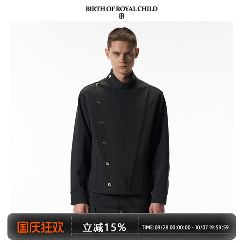 BIRTH OF ROYAL CHILD.BORC 条纹斜扣衬衫进口西服面料垂坠击剑服