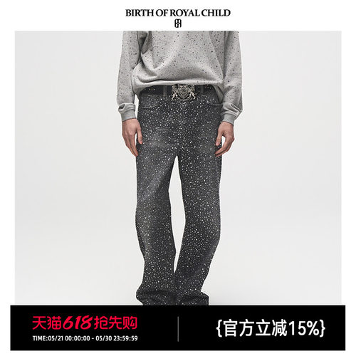 BIRTH OF ROYAL CHILD.BORC 【lisa同款】3D立体印花满钻牛仔裤