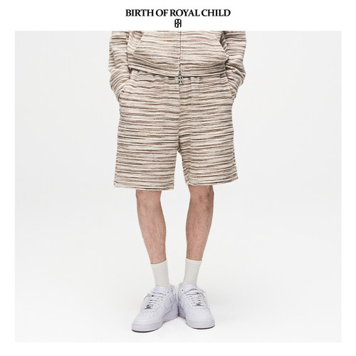 BIRTH OF ROYAL CHILD.BORC 条纹针织短裤宽松休闲七分裤