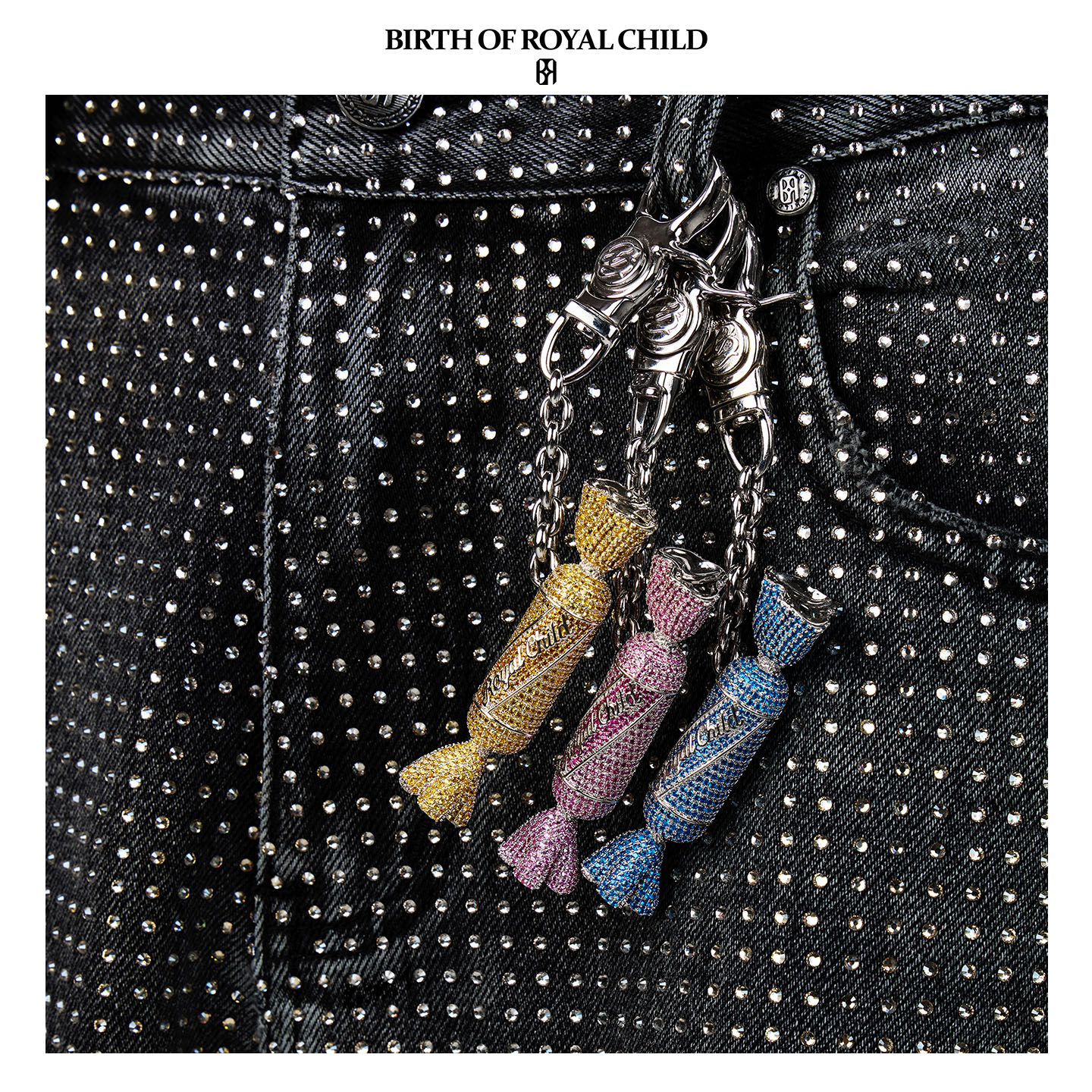 BIRTH OF ROYAL CHILD.BORC 彩钻锆石糖果钥匙扣璀璨色彩铜镀白金