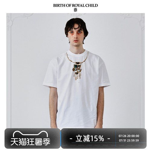 BIRTH OF ROYAL CHILD.BORC 【王力宏同款】宝石项链印花短袖T恤
