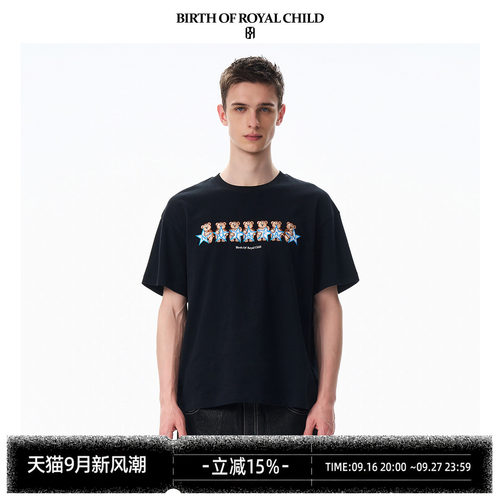 BIRTH OF ROYAL CHILD.BORC 小熊刺绣T恤立体印花烫钻磨毛面料TEE