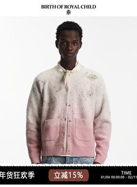 BIRTH OF ROYAL CHILD.BORC 【俐乐同款】银河刺绣开衫羊毛混纺粉