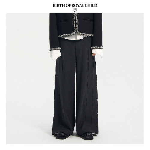 BIRTH OF ROYAL CHILD.BORC 千鸟格拼布西裤日本亲肤面料自然垂坠