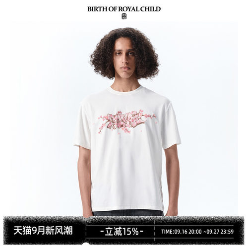 BIRTH OF ROYAL CHILD.BORC 樱花花卉刺绣T恤立体刺绣宽松透气