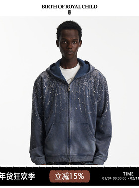 BIRTH OF ROYAL CHILD.BORC 【刘宪华同款】星星满钻复古水洗帽衫