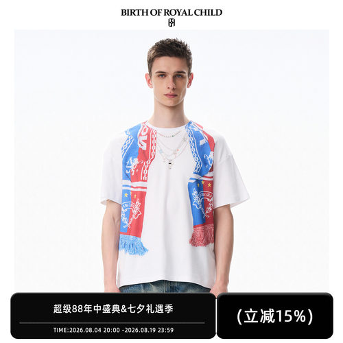 BIRTH OF ROYAL CHILD.BORC 立体印花球迷围巾短袖数码直喷足球T