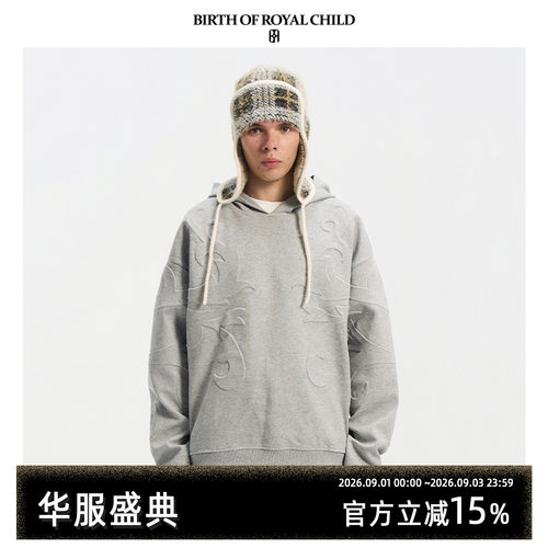 BIRTH OF ROYAL CHILD.BORC 立体雕花卫衣壁画艺术立体压印宽松