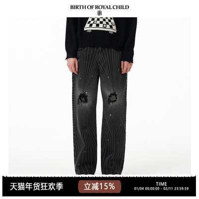 BIRTH OF ROYAL CHILD.BORC 【欧豪同款】射线牛仔裤手工破坏