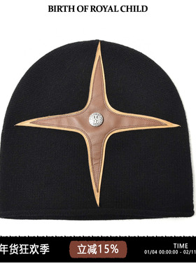 BIRTH OF ROYAL CHILD.BORC 【何与同款】十字拼贴冷帽男针织帽