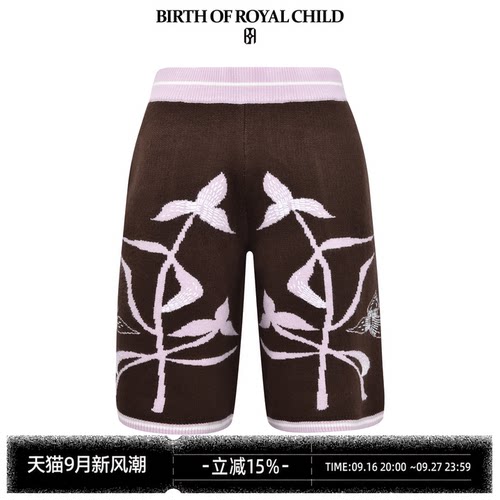 BIRTH OF ROYAL CHILD.BORC 【王鹤棣同款】鸢尾花针织短裤休闲裤