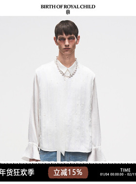 BIRTH OF ROYAL CHILD.BORC 【张杰同款】珍珠风琴褶皱衬衫男女