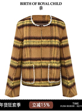 BIRTH OF ROYAL CHILD.BORC 【赵磊同款】珍珠水钻羊毛混纺夹克