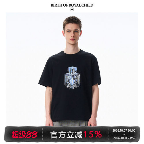 BIRTH OF ROYAL CHILD.BORC 水晶器皿烫钻TEE数码印花宽松透气