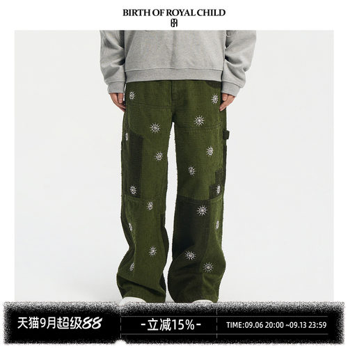 BIRTH OF ROYAL CHILD.BORC 【汪苏泷同款】钉珠拼色工装裤卡特