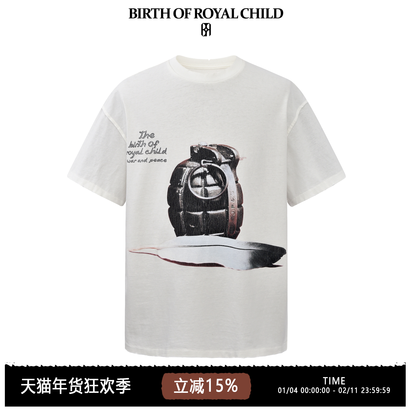 BIRTH OF ROYAL CHILD.BORC 【小鬼同款】和平鸽印花TEE短袖男,男装,T恤,淘宝优惠券,粉丝福利购,淘宝优惠卷
