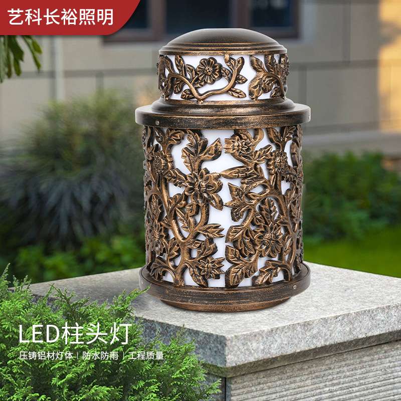 户外亮化照明工程柱头灯 LED百搭款式新中式古典造型设计别墅庭院