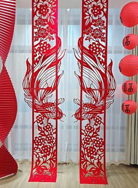 锦鲤镂空剪纸拉花新年家里气氛装饰春节过年客厅店铺橱窗场景布置