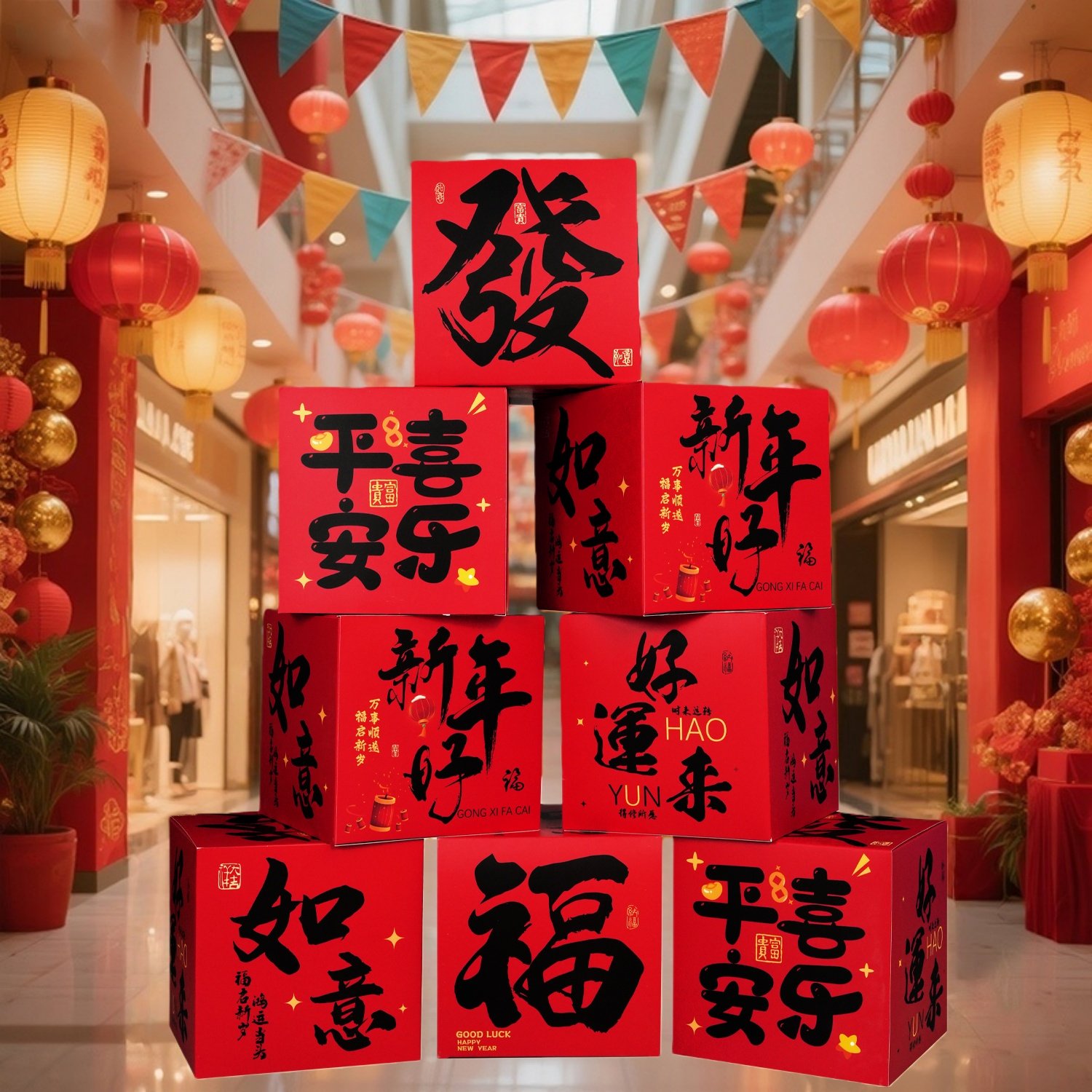 新年装饰地堆盒2026马年春节商场店铺场景氛围感布置客厅玄关装饰,节庆用品/礼品,福字/窗花/窗贴,淘宝优惠券,粉丝福利购,淘宝优惠卷