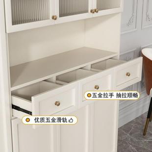 奶油风实木餐边柜储物柜厨房客厅一体收纳柜靠墙餐厅酒柜多功能柜