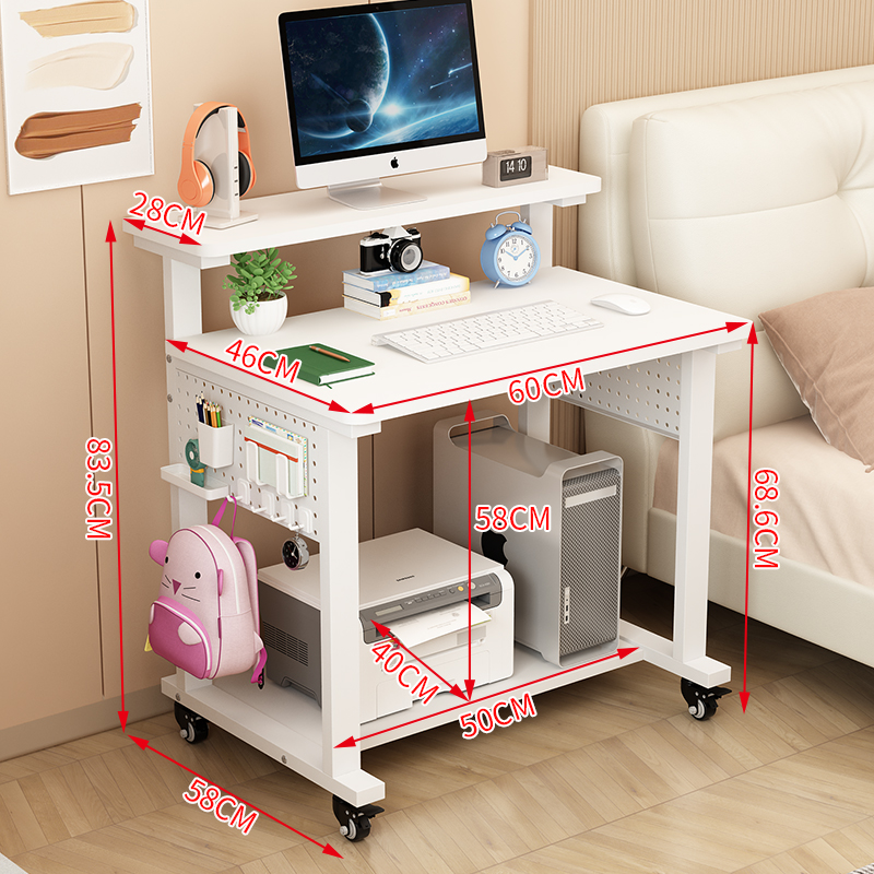 台式电脑桌家用小户型卧室床边桌带轮简易出租房可移动工作台书桌