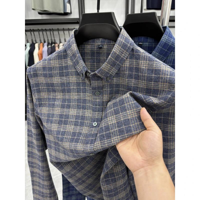 抖麦空男装棉男士休闲衬衫长袖高级感百t搭抗皱秋季开衫寸衫