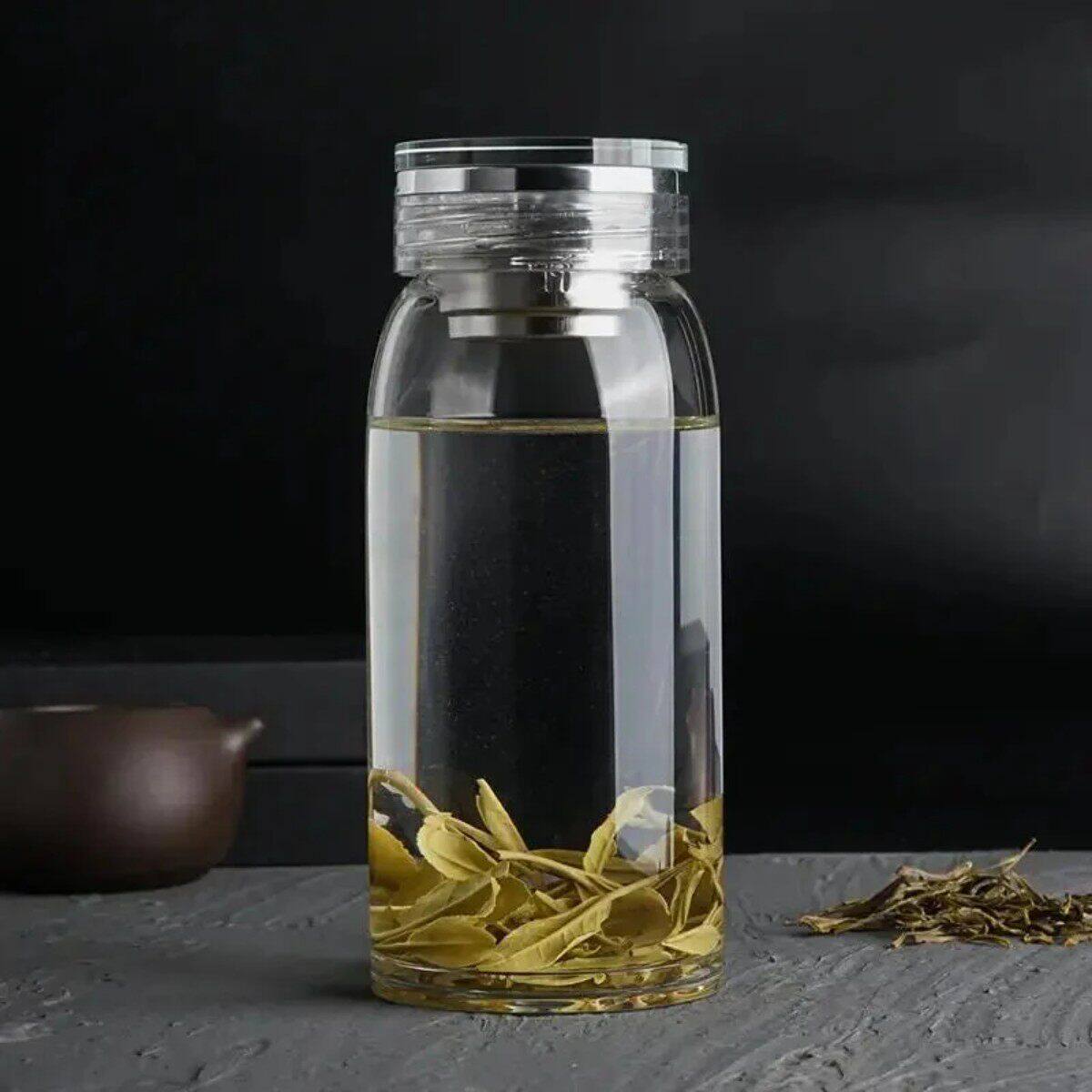 1汇富百货玻璃杯便携带过滤杯子耐热高档透明大容量茶杯泡茶水杯