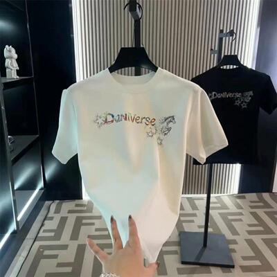 磐拓男装LMVQ26款夏季潮流创意字母印花男女纯棉重磅短袖宽松圆领