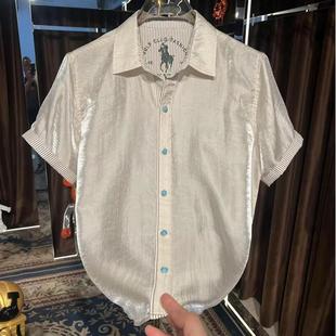 短袖 ZH男士 时尚 z轻奢欧货顶奢老钱风商务休闲行政男士 衬 宽松夏季