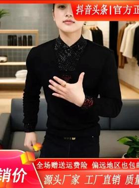 九陌先生男装2025红XM鬃oC烈马新款加绒卫衣高端长袖简约修身轻奢