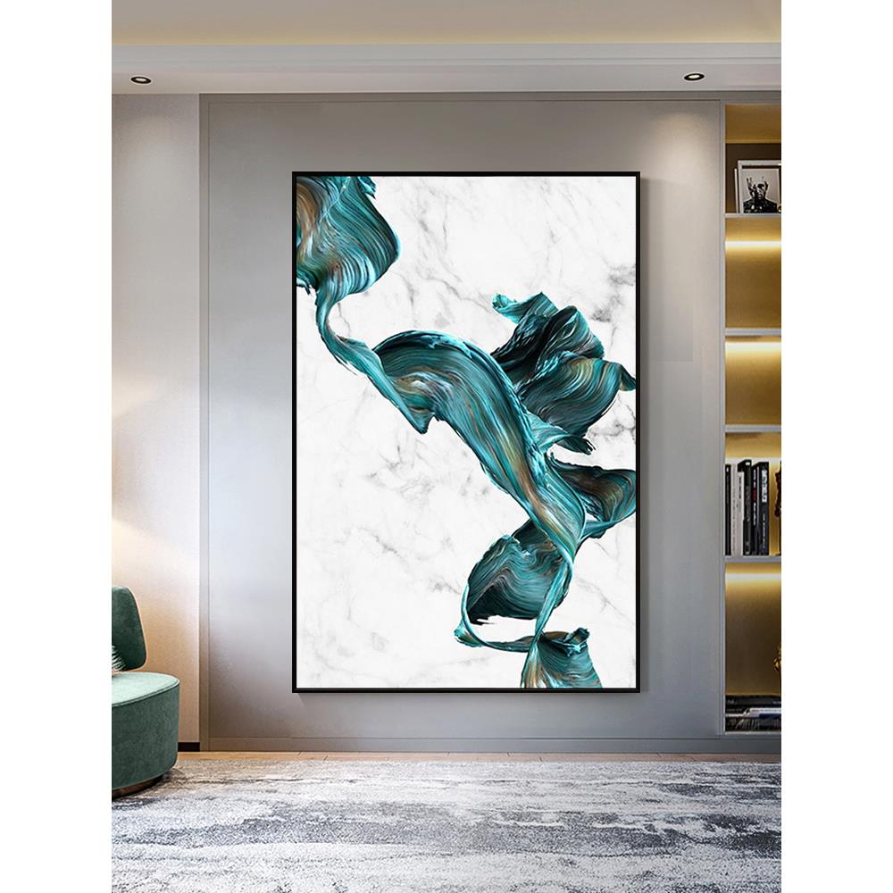 手绘抽象油画现代简约客厅装饰挂画玄关画别墅创意轻奢样板房壁画图片