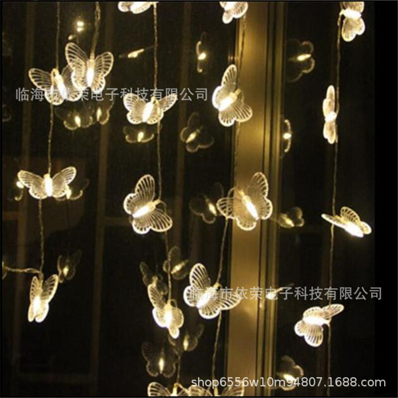 浪漫少女房间布置装饰灯10M50LED蝴蝶冰条灯彩灯星星灯串蝴蝶灯