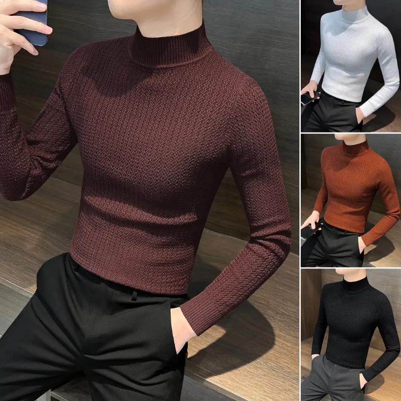 路西威男装男士毛衣2025新款秋冬痞帅高级感l男装冬季半高领打底